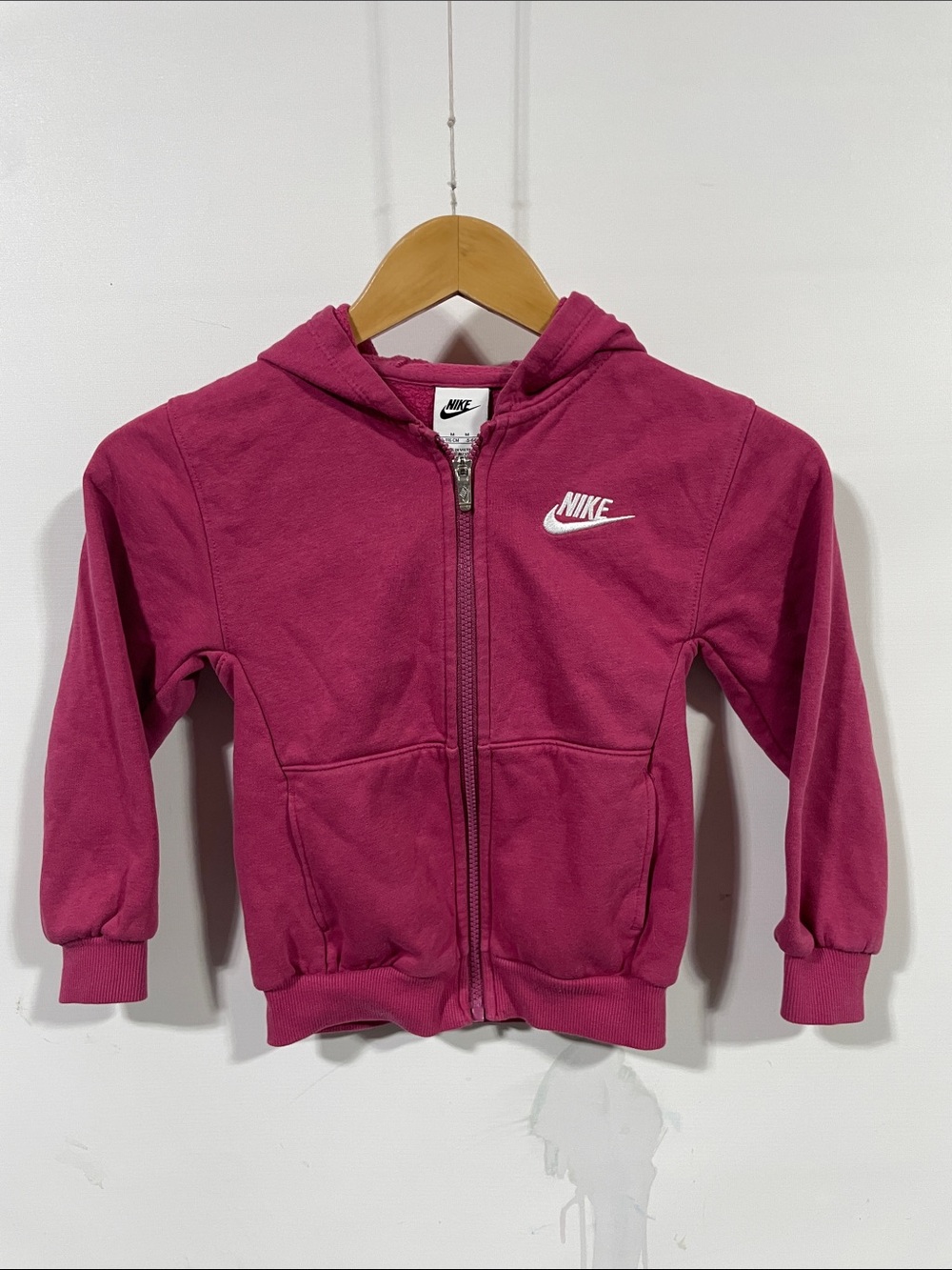 Nike Girls' Magenta Full-Zip Hoodie with White Logo